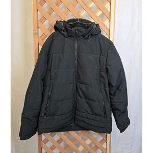 Wantdo Men's Puffer Coat Insulated Windproof Quilted Jacket W/Hood - Black Sz L